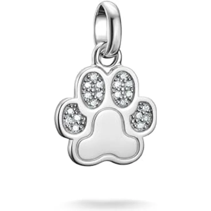 THOMAS SABO Charm-Anhänger Pfote mit Steinen, Silber, recyceltes 925 Silber, Karabinerhaken – Bild 1