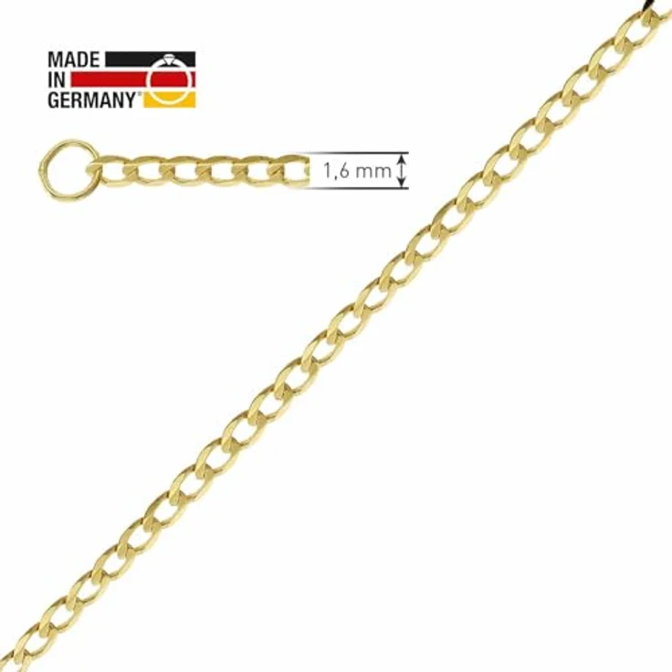 trendor Panzerkette Gold 333/8K, 1,6 mm Collierkette für Damen, Hochglanzpoliert, Made in Germany, verschiedene Längen 36-60 cm – Bild 5
