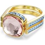 Swarovski Chroma Ring, Kissenschliff, Mehrfarbig mit Goldlegierungsschicht, grüner und pinkfarbener Swarovski ReCreated Crystal