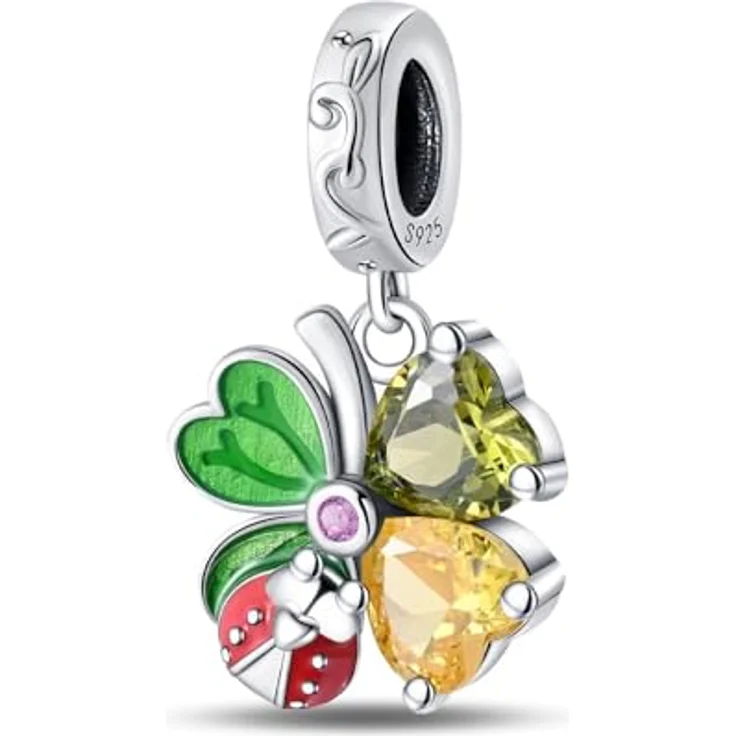 HappyStar 925 Sterling Silber Dangle Charms, I LOVE MOM Bead Anhänger für Pandora Armbänder, inkl. kostenlose Abstandsperle und Geschenktasche – Bild 1