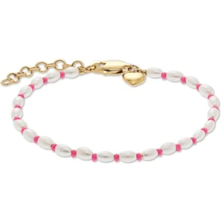 Guido Maria Kretschmer Damen-Armband Edelstahl mit Muschelkernperle, One Size, Gold/Rosa, Modell 32030091