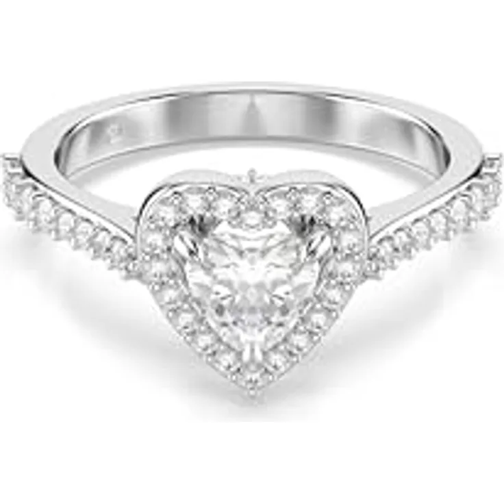 Swarovski Una Angelic Herz Motivring, Rhodiniert mit Kristallpavé und Swarovski Zirconia, Weiß