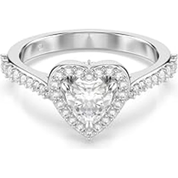 Swarovski Una Angelic Herz Motivring, Rhodiniert mit Kristallpavé und Swarovski Zirconia, Weiß – Bild 1