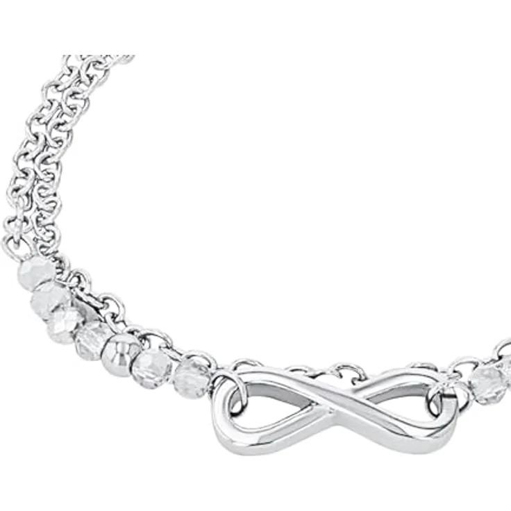 s.Oliver Armband Edelstahl Mädchen 14+2 cm, Grau mit Glassteinen, Infinity-Design in Schmuck Geschenk Box, 2034972 – Bild 2