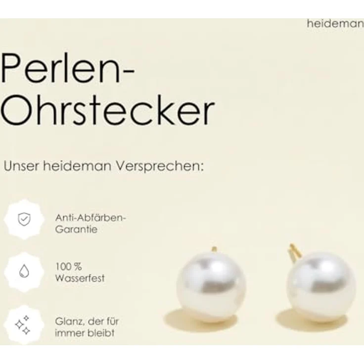 Heideman Perlohrstecker Damen, elegante Ohrringe aus poliertem Edelstahl in Silber mit Perle, verschiedene Größen – Bild 4