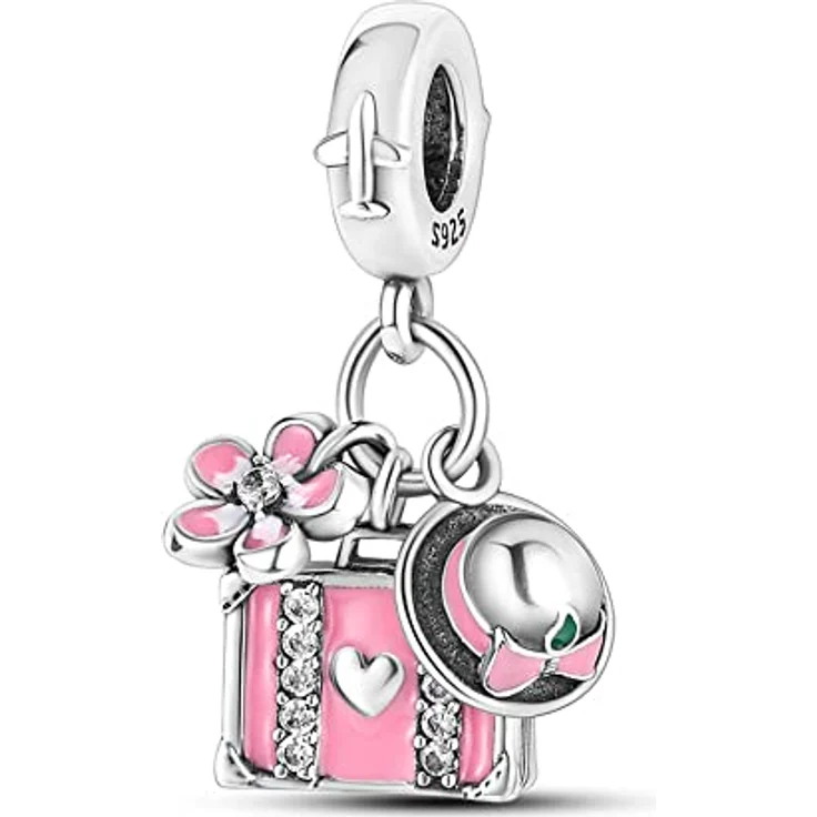 Pandach Damen Charm Anhänger C17, 925 Sterling Silber mit Zirkonia-Steinen, kompatibel mit europäischen Armbändern und Halsketten – Bild 1