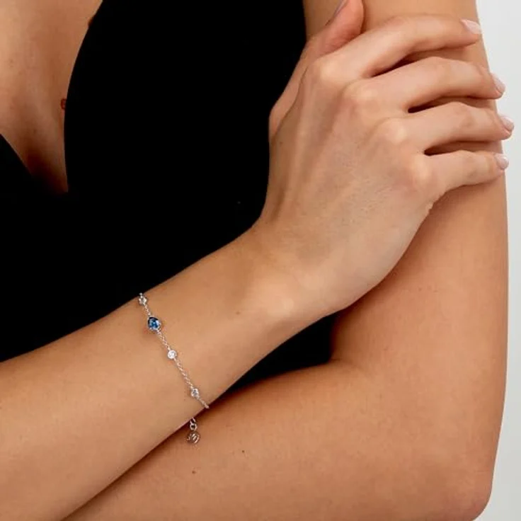 Morellato Armband Tesori SAIW201, verstellbar aus 925er Silber mit 4 weißen und 1 meeresblauem Farbstein, Zirkonia-Dekor – Bild 5