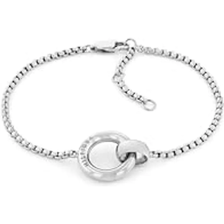 Tommy Hilfiger Jewelry Gliederarmband für Damen aus Edelstahl mit rundem Charm, verstellbar von 16 bis 19 cm, mit ikonischen Farben von Tommy Hilfiger