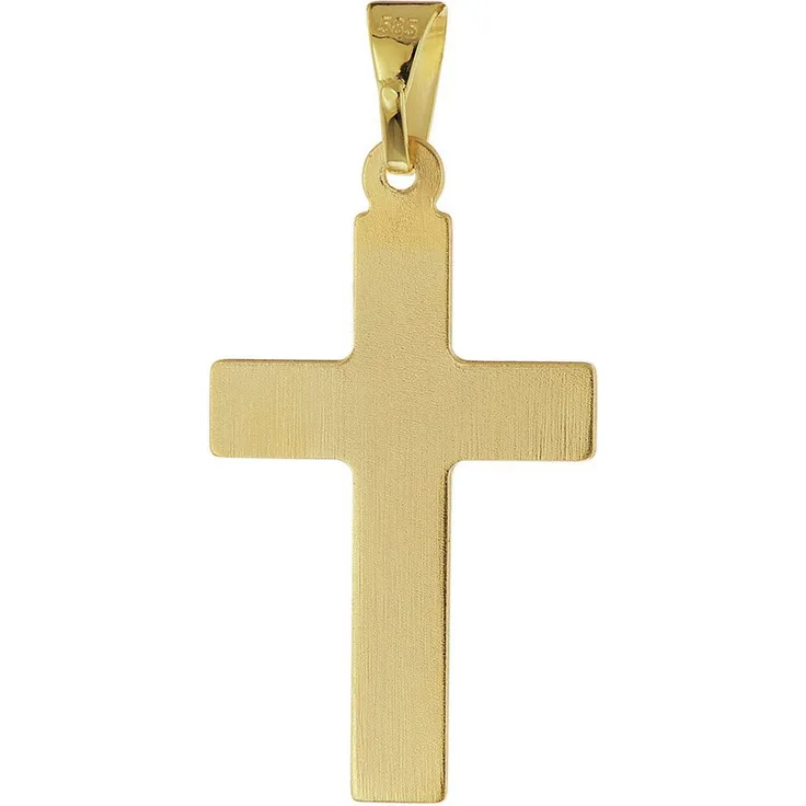 trendor Kreuzanhänger 21161, 14 Karat (585) Gelbgold, hochglanzpoliert und diamantiert, 21 mm
