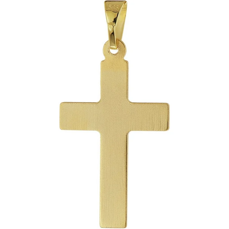 trendor Kreuzanhänger 21161, 14 Karat (585) Gelbgold, hochglanzpoliert und diamantiert, 21 mm