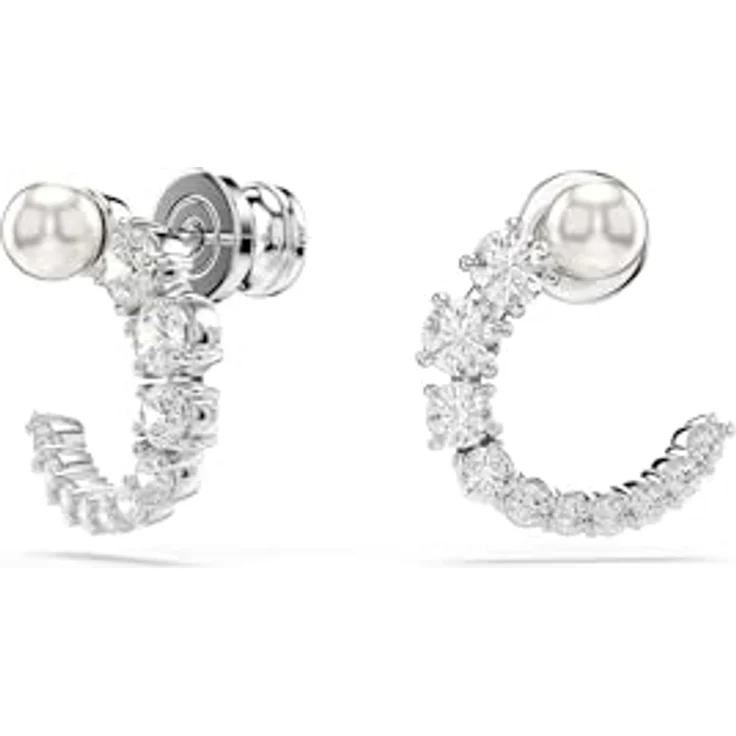 Swarovski Creolen Matrix 5692260, Metall-Creolen mit strahlendem weißen Kristall-Besatz – Bild 2