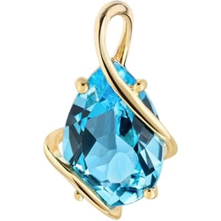 Fascination by Ellen K. Kettenanhänger 375/- Gelbgold glanz mit Blautopas 7x10mm, Damen Schmuck in gelb