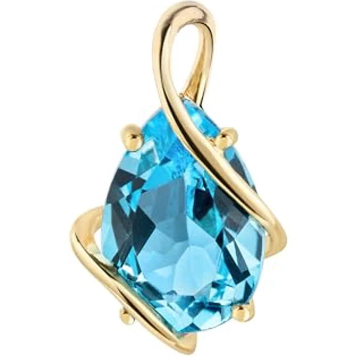 Fascination by Ellen K. Kettenanhänger 375/- Gelbgold glanz mit Blautopas 7x10mm, Damen Schmuck in gelb – Bild 1