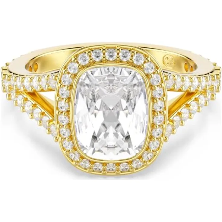 Swarovski Ring Una Angelic, Cushion-Schliff, 18 Karat Weißgold, Größe 60, mit Cubic Zirkonia und Kristallen