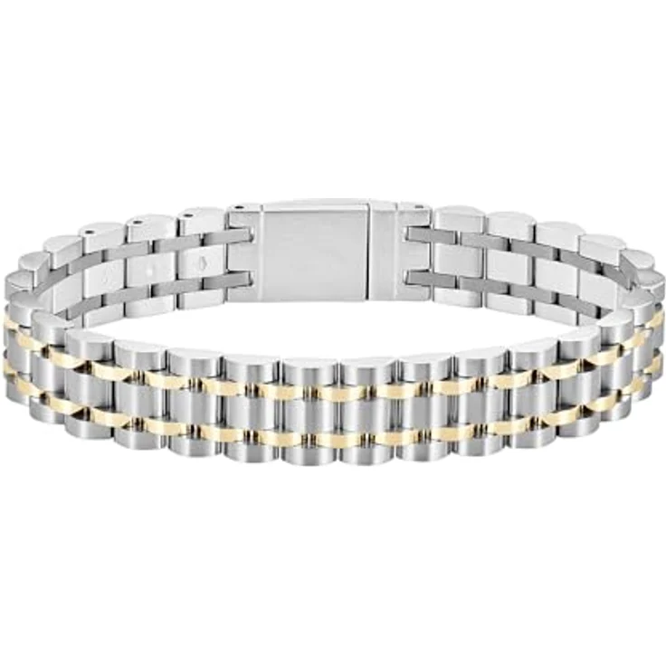 BOSS Owan Armband für Herren, zweifarbig aus Edelstahl mit goldfarbener Ionenplattierung, 190 mm, magnetischer Verschluss und Logo-Gravurplatte – Bild 3