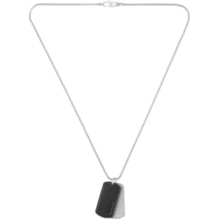 BOSS Herren-Halskette Devon, Edelstahl mit schwarzem Lederakzent, 609,60 mm Länge – Bild 3