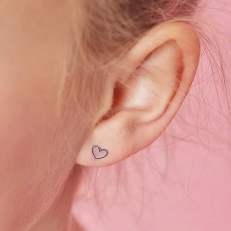Prinzessin Lillifee Ohrstecker Herzen, 925 Sterling Silber mit Emaille, 4 mm, rhodiniert – Bild 3