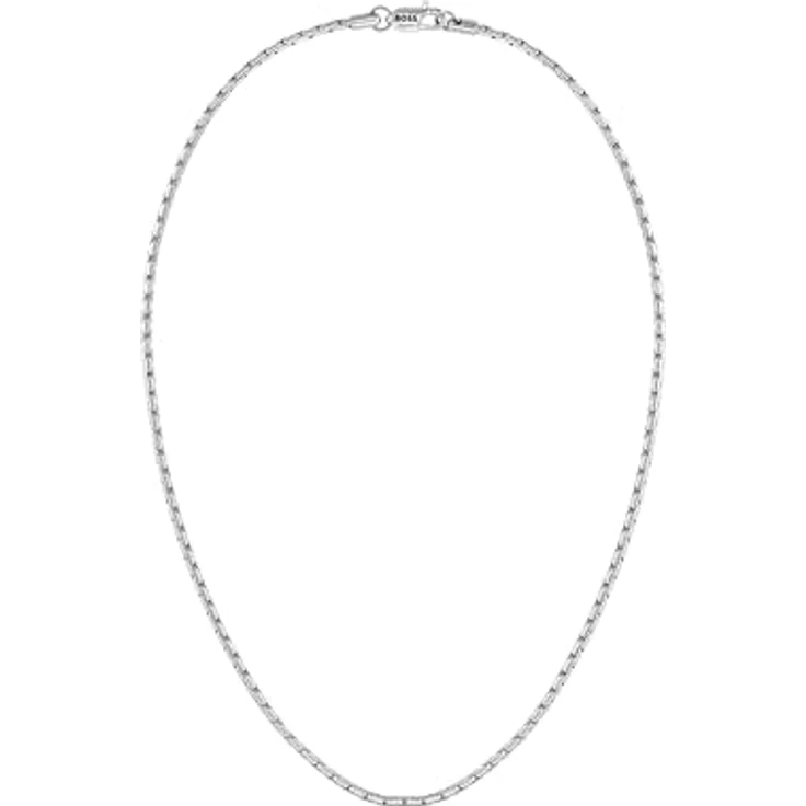 BOSS Jewelry Evan-Halskette aus Edelstahl, 610 mm, mit Logo-Anhänger und Karabinerverschluss – Bild 1