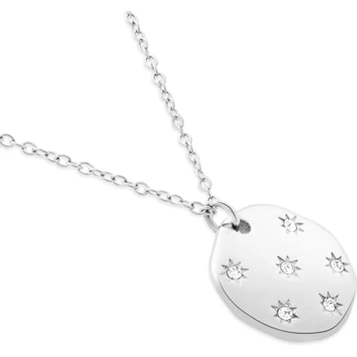 Tamaris TJ-0645-N-45, Damen Halskette aus Edelstahl in Silber mit Plättchenanhänger und Zirkoniasteinen, 45 cm – Bild 3
