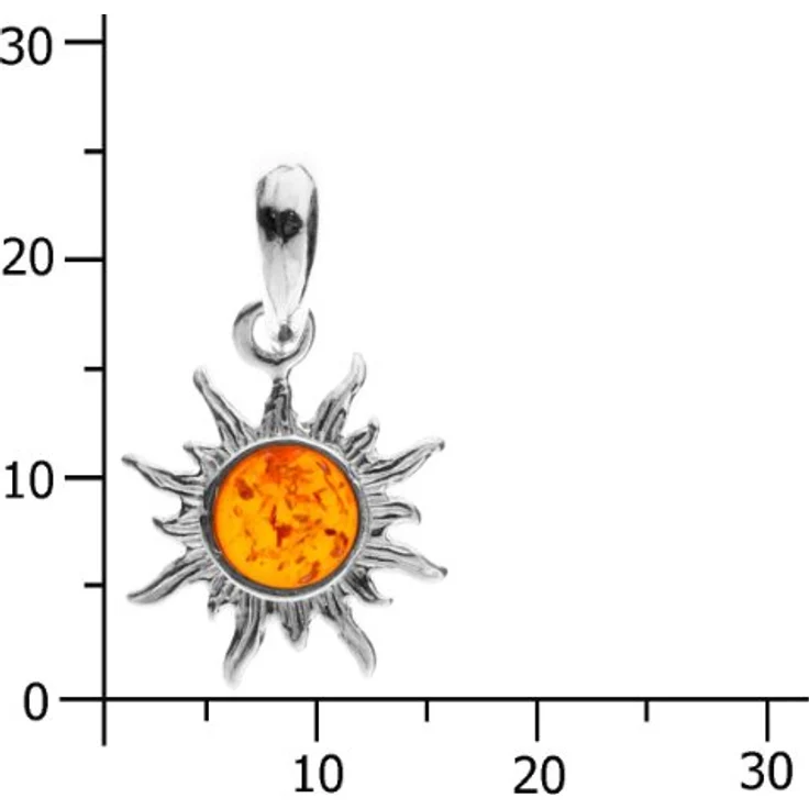 OSTSEE-SCHMUCK Kettenanhänger Sonne aus Sterlingsilber 925 mit Bernstein, 14 mm, 1-tlg, Innendurchmesser 3,2 mm – Bild 4