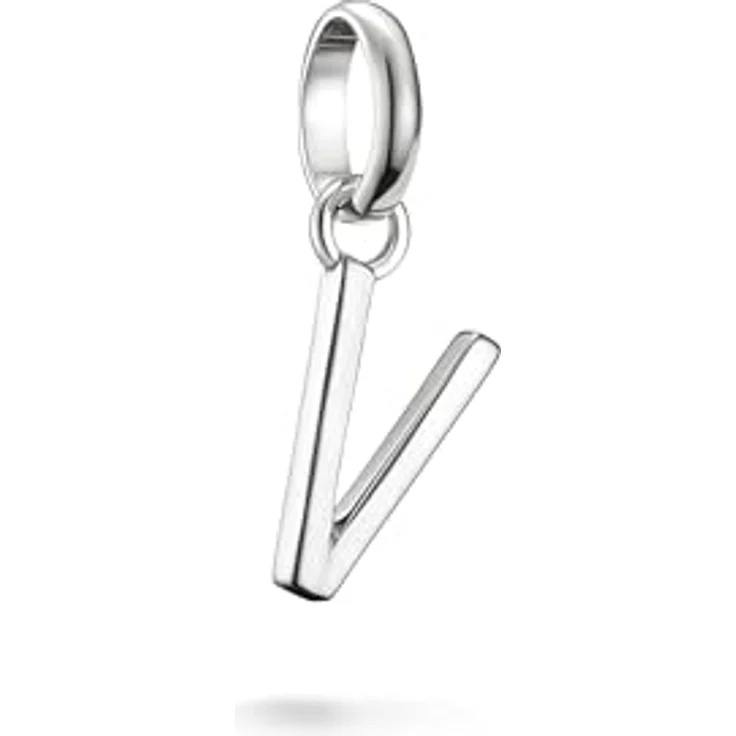 Thomas Sabo Charm Club Connect Charm-Anhänger Buchstabe V, recyceltes 925 Silber mit filigraner Öse, flexibel tragbar als Anhänger oder Mix & Match mit weiteren Charms – Bild 1