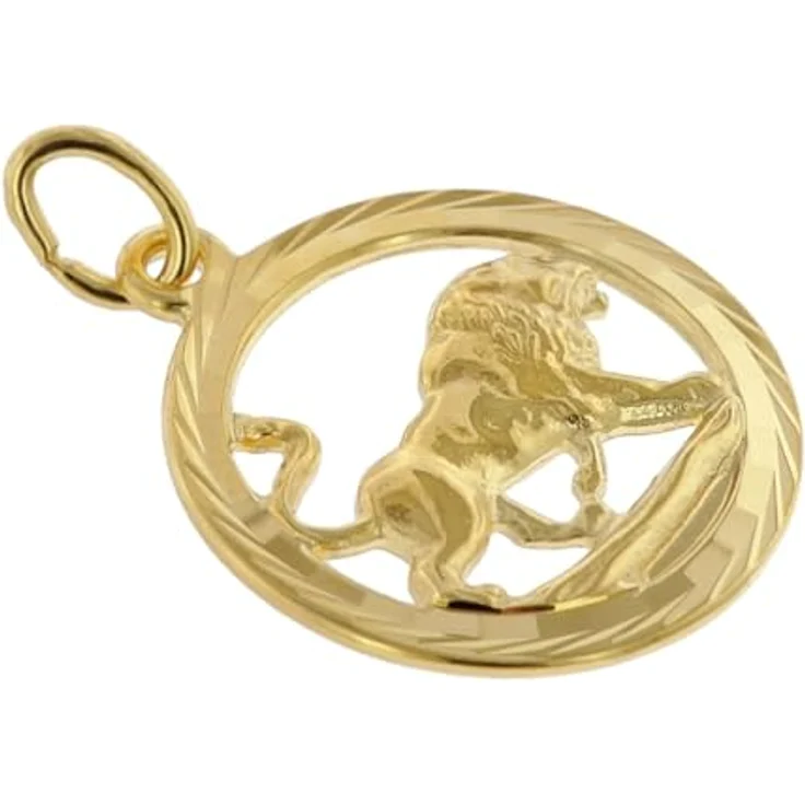 trendor Löwe 333 Gold Anhänger Ø 16 mm, modischer Tierkreiszeichen Anhänger aus Echtgold für Damen und Herren, elegante Geschenkidee – Bild 2