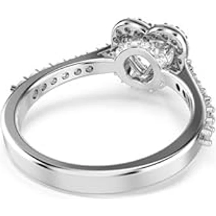 Swarovski Una Angelic Herz Motivring, Rhodiniert mit Kristallpavé und Swarovski Zirconia, Weiß – Bild 5