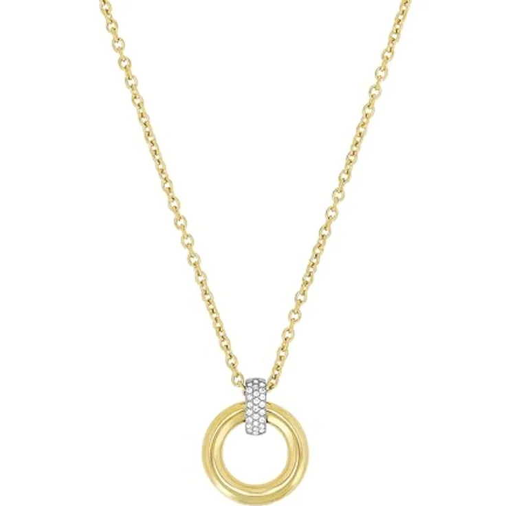 JOOP! Kette mit Anhänger, Edelstahl Halsschmuck für Damen, mit synthetischen Zirkonia, 50+5 cm, Weiß, in Schmuck Geschenk Box