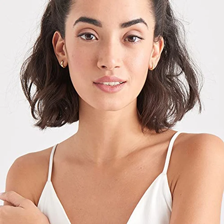 ANIA HAIE LUXE MINIMALISM Huggie Hoop Ohrstecker, 925 Sterling Silber 14k vergoldet, 11mm, inkl. Geschenkverpackung – Bild 2