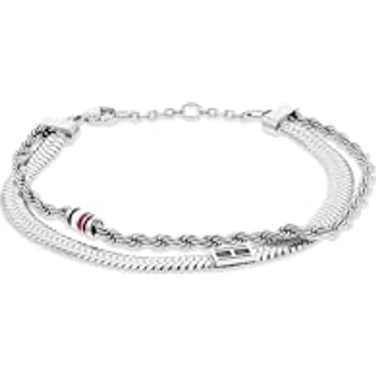 Tommy Hilfiger Jewelry Doppeltes Ketten-Armband aus Edelstahl mit Emaille-Details, verstellbar 16-19 cm, eleganter Karabinerverschluss – Bild 1