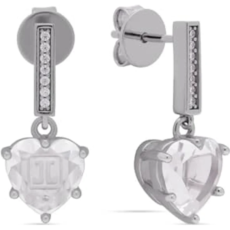 JETTE Damen-Ohrstecker 925er Silber, rhodiniert mit recyceltem Zirkonia, herzförmig, One Size – Bild 1
