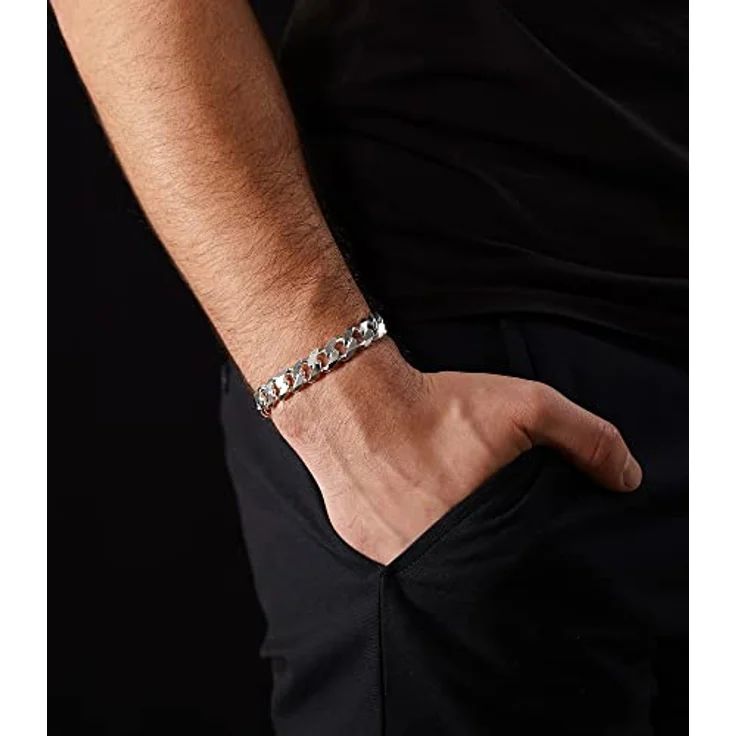 trendor Herren-Armband Silber 925, massives Panzerarmband mit 10,8 mm Breite und Hochglanzpolitur, 21 cm Länge, inkl. Karabiner-Verschluss, in Geschenkbox – Bild 4