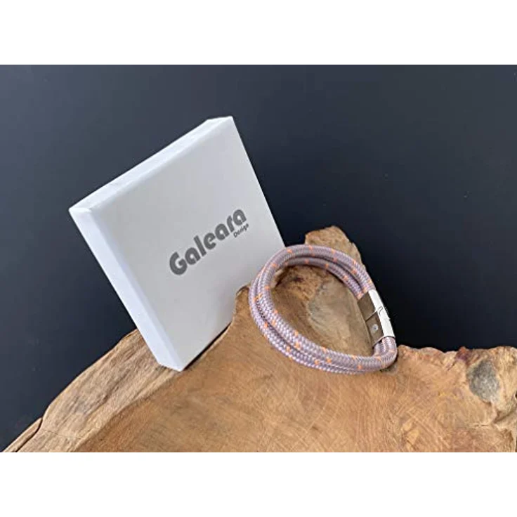 Galeara Noa Segeltau Armband Geflochten Nautisch mit Magnetverschluss, grau lila, 195 mm, Damen-Armband, hochwertiges Nylon Seil 5mm, Geschenkverpackung – Bild 3
