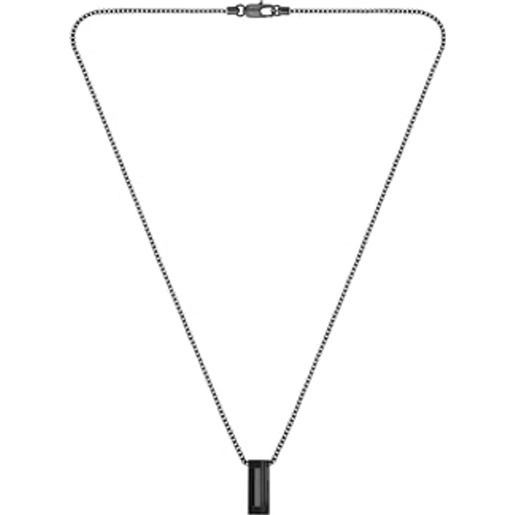 BOSS Jewelry Halskette mit Anhänger für Herren, Kollektion CANDOR aus schwarzem Edelstahl, 609 mm lang, rechteckiger Anhänger 10 x 25 mm – Bild 1