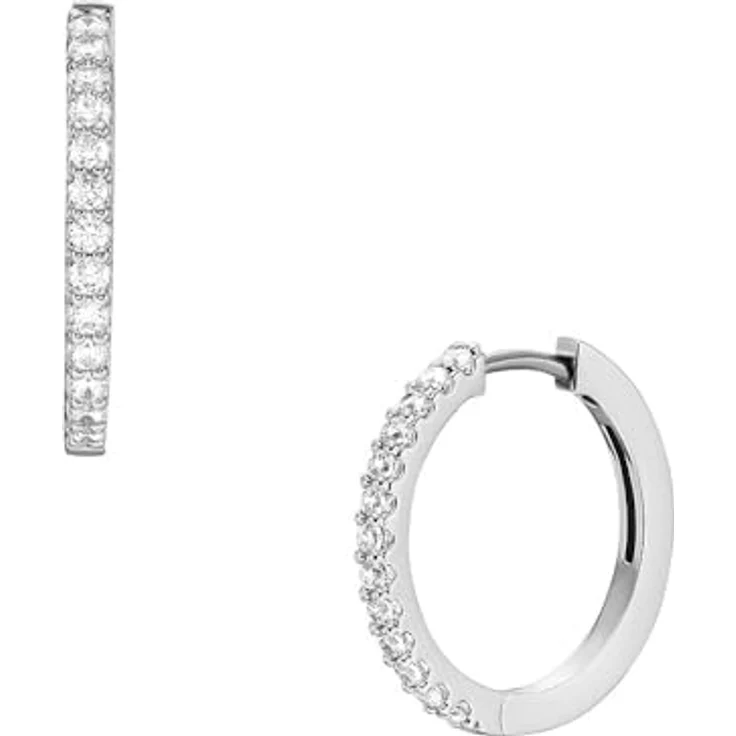 Fossil Damen-Ohrringe Creolen aus Messing oder Sterlingsilber mit Bügelverschluss, Blasses Silber – Bild 5