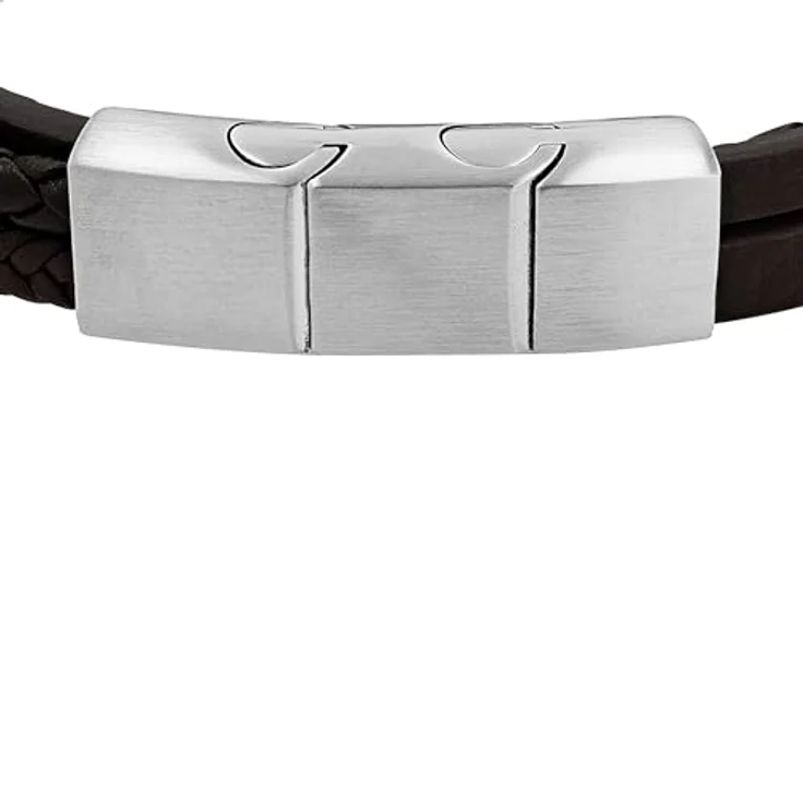 s.Oliver Herren Armband, Gravierbar aus Leder und Edelstahl, Mehrreihig, Braun, Länge: 20-21,5 cm – Bild 3