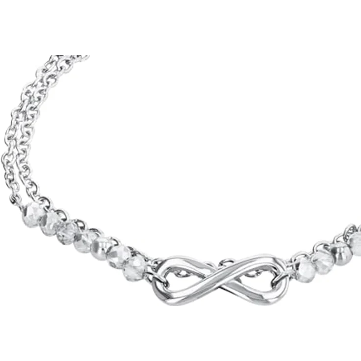 s.Oliver Damenarmband mit Infinity Anhänger, Edelstahl und silberfarbenen Glasperlen, Längenverstellbar 16-20 cm – Bild 2