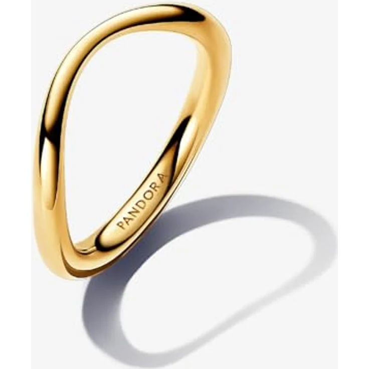 PANDORA Essence Organisch Geformter Bandring aus Sterling Silber, vergoldete Metalllegierung, Größe 52, unregelmäßig gewölbte Oberfläche – Bild 2