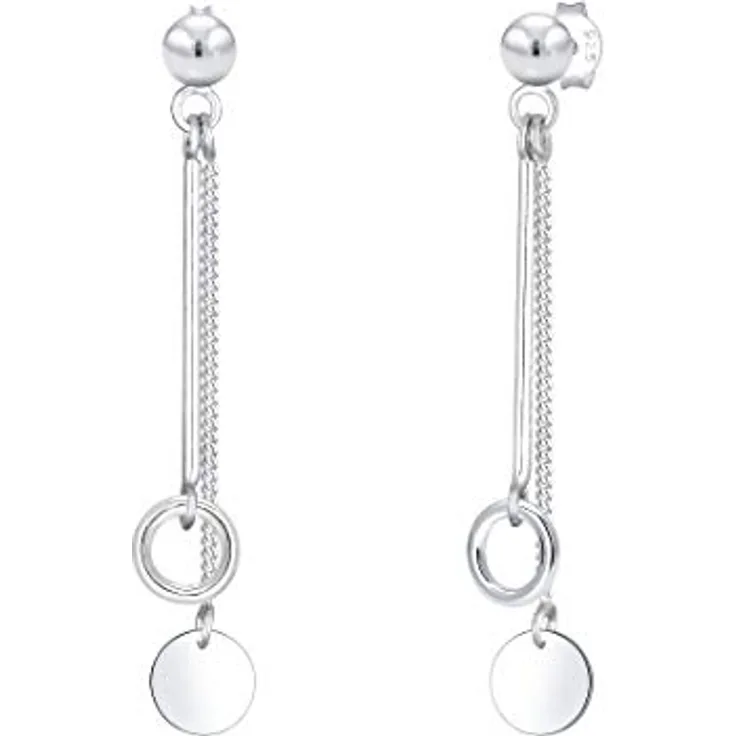 Elli Ohrringe Damen Ohrhänger Kreis Stab Geo Basic in 925 Sterling Silber, handgefertigt, anlaufgeschützt