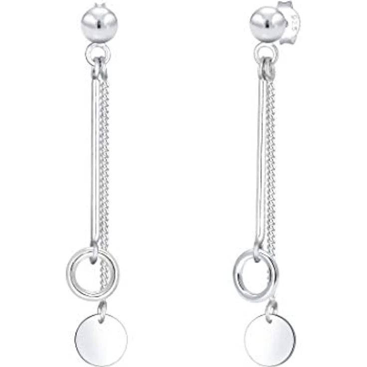 Elli Ohrringe Damen Ohrhänger Kreis Stab Geo Basic in 925 Sterling Silber, handgefertigt, anlaufgeschützt – Bild 1