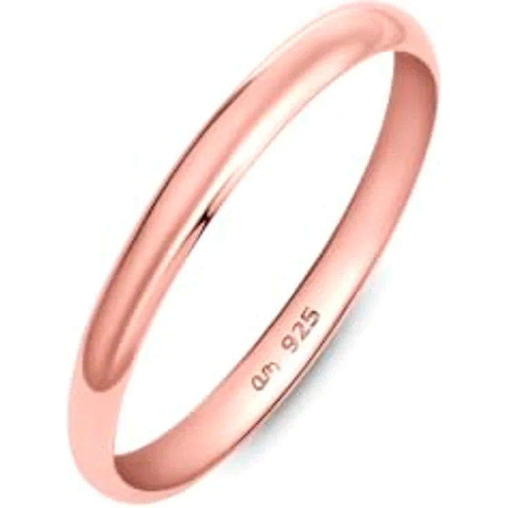 Amberta Hochzeitsringe, 925 Sterling Silber Eheringe mit Roségold-Beschichtung, 2 mm, Ringgröße 55.1 für Damen und Herren – Bild 1
