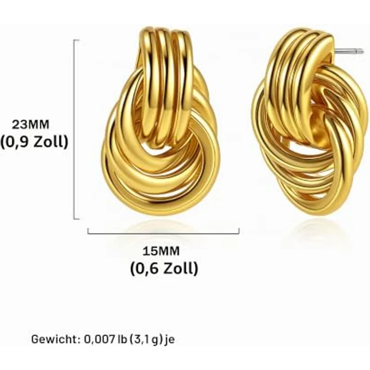 SKENUDY 14k Vergoldete Geometrische Ohrringe für Damen, Hypoallergene Creolen im minimalistischen Stil, Elegant und Langlebig – Bild 2