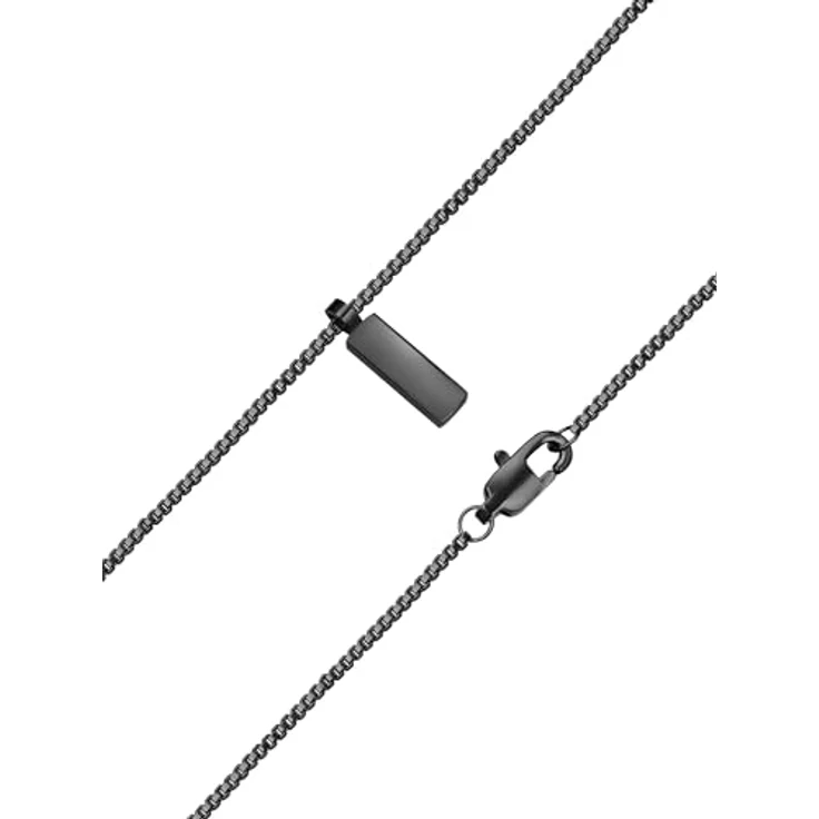 True Rebels Herren Kette aus Edelstahl schwarz, 55 cm mit Barren-Anhänger und hochglanzpolierter Oberfläche – Bild 2