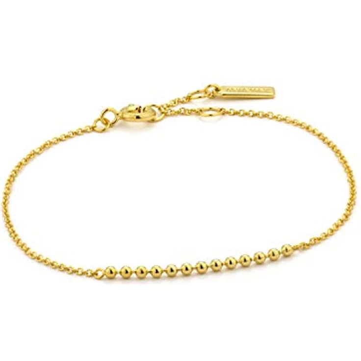 ANIA HAIE MODERN MINIMALISM Damen Armband, 925 Sterling Silber 14k vergoldet mit 13 Goldperlen, 16,5 cm + 2 cm Verlängerung, inkl. Geschenkverpackung – Bild 1