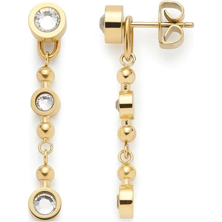 JEWELS BY LEONARDO Ohrstecker Bobby, goldfarbene Edelstahl Ohr-Hänger mit glitzernden Steinen und abnehmbarer Verlängerung, 1 Paar, Geschenk für Frauen, 024808 – Bild 1