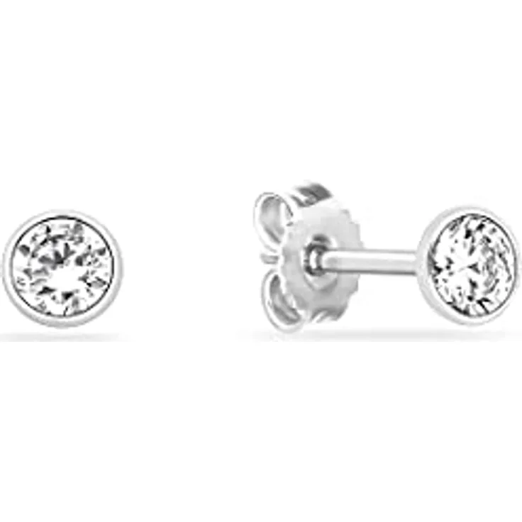 FAVS Unisex-Ohrstecker aus 925er Silber, 2 Zirkonia, klassisches Design, One Size, 0,4 cm