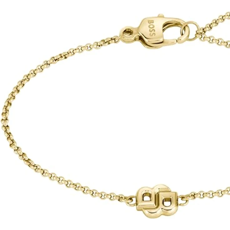BOSS Jewelry Armband DOUBLE B PETIT, Gelbgold mit Doppel-B Charm, verstellbar 160 mm + 25 mm Verlängerung – Bild 2
