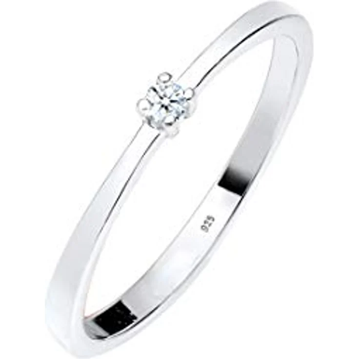 Elli DIAMONDS Damenring Verlobung Solitär mit 0.03 ct. Diamant in 925 Sterling Silber – Bild 1