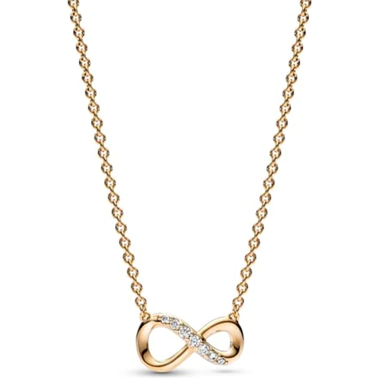 PANDORA Moments Funkelndes Unendlichkeits-Collier, 14 Karat vergoldete Halskette mit Zirkonia Steinen, 50cm – Bild 1