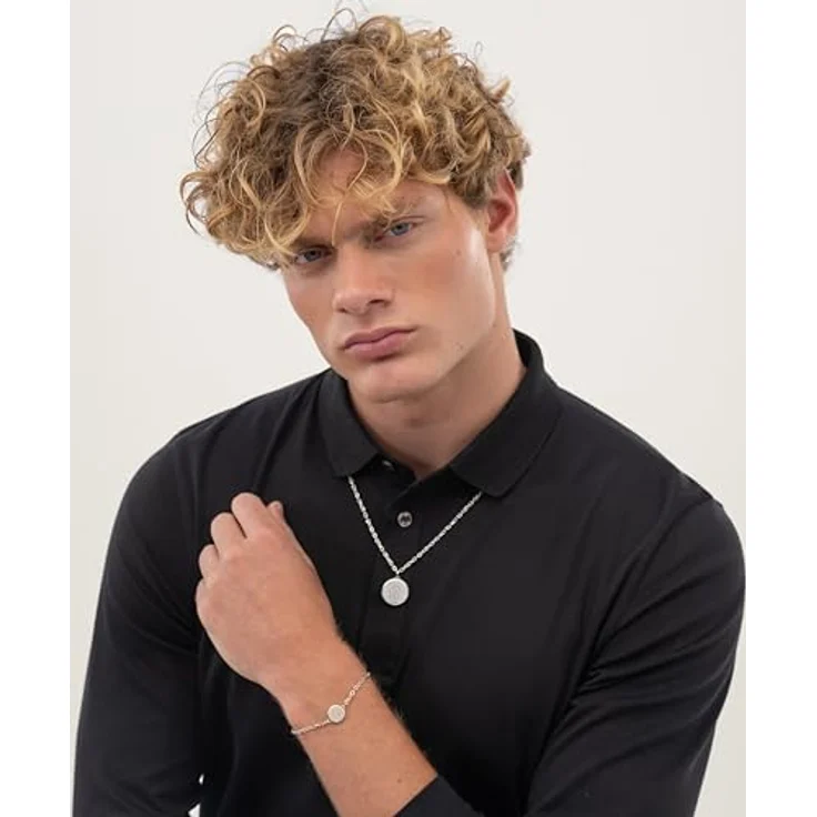 HUGO BOSS BOSS Jewelry Herren Halskette DOUBLE B COIN aus poliertem Edelstahl mit 20 mm Charm und 609 mm Kettenlänge – Bild 5